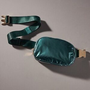 Anthropologie Metallic Puffer Belt Bag Green